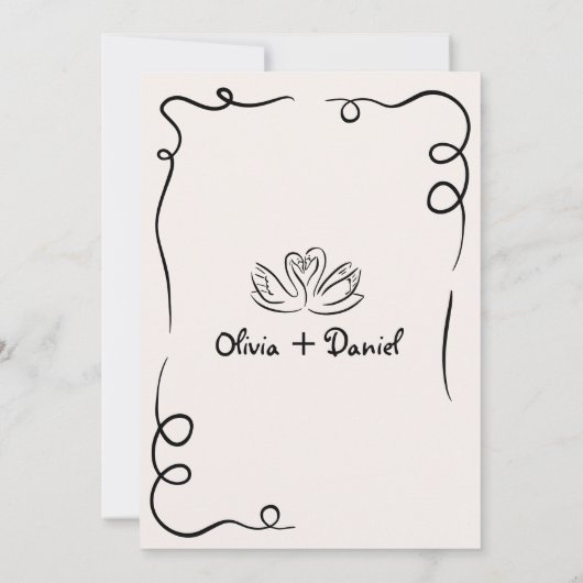 Whimsical Hand getrokken verlovingsfeest bruiloft Kaart (Achterkant)