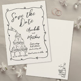 Whimsical Hand Getrokken Vintage Wedding Save The Date