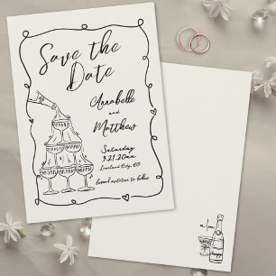 Whimsical Hand Getrokken Vintage Wedding Save The  Date
