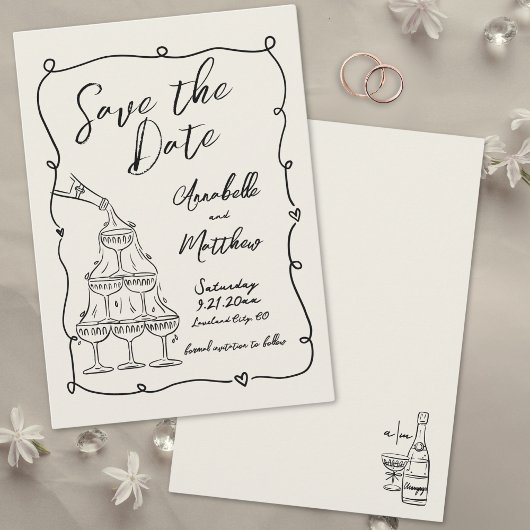 Whimsical Hand Getrokken Vintage Wedding Save The  Date