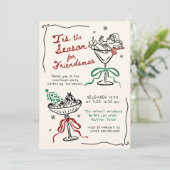 Whimsical Hand getrokken Vrienden als kerstfeest Kaart (Staand voorkant)