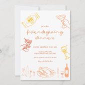 Whimsical Hand getrokken Vriendschappen geven Dine Kaart (Voorkant)