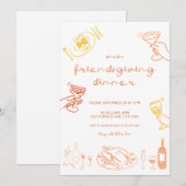 Whimsical Hand getrokken Vriendschappen geven Dine Kaart (Voorkant / Achterkant)