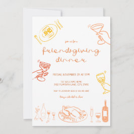 Whimsical Hand getrokken Vriendschappen geven Dine Kaart