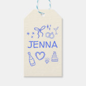 Whimsical Hand getrokken Vrijgezellenfeest Cadeaulabel (Voorkant)