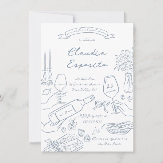 Whimsical Hand getrokken Vrijgezellenfeest geïllus Kaart (Voorkant)