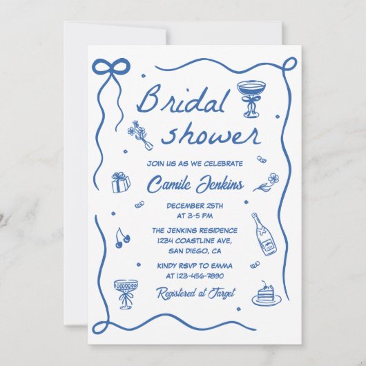 Whimsical Hand getrokken Vrijgezellenfeest Kaart (Voorkant)