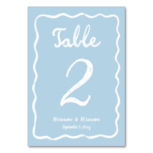 Whimsical Hand getrokken Wavy lichtblauw wit Kaart (Achterkant)