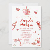 Whimsical Hand getrokken Wijn Bruids Douche Uitnod Kaart (Voorkant)