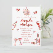 Whimsical Hand getrokken Wijn Bruids Douche Uitnod Kaart (Staand voorkant)