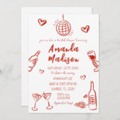 Whimsical Hand getrokken Wijn Bruids Douche Uitnod Kaart (Voorkant / Achterkant)