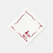 Whimsical Hand getrokken wijn bruiloft Chic Maroon Servet (Hoek)