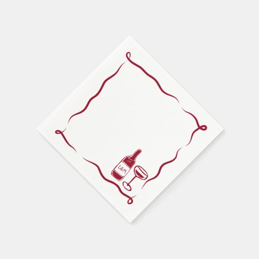 Whimsical Hand getrokken wijn bruiloft Chic Maroon Servet (Hoek)