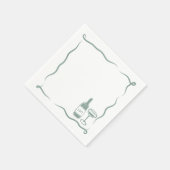 Whimsical Hand getrokken Wijn bruiloft Chic Sage G Servet (Hoek)