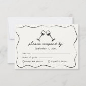 Whimsical Hand getrokken wijn kopjes bruiloft RSVP Kaartje (Voorkant)