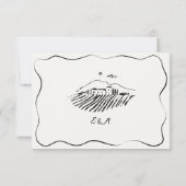 Whimsical Hand getrokken wijn kopjes bruiloft RSVP Kaartje (Achterkant)