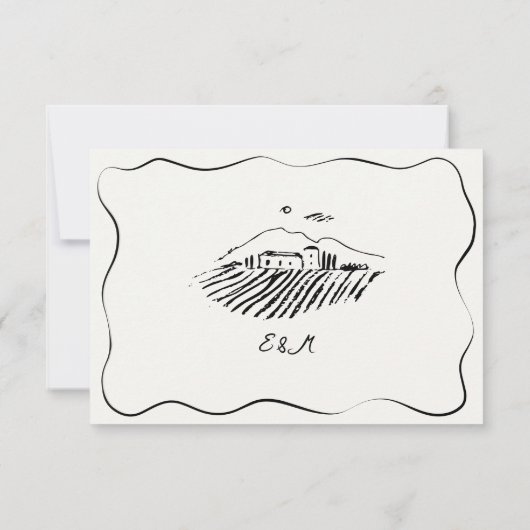 Whimsical Hand getrokken wijn kopjes bruiloft RSVP Kaartje (Achterkant)