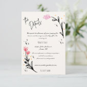 Whimsical Hand getrokken Wildflower bruiloft detai Informatiekaartje (Staand voorkant)