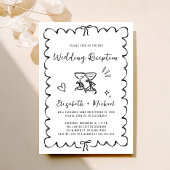 Whimsical Hand getrokken zwart wit bruiloft recept Kaart