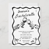 Whimsical Hand Getrokken Zwarte Cocktail Bachelore Kaart (Voorkant)