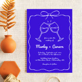 Whimsical Hand Lettered Elegant Royal Blue Wedding Kaart