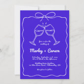 Whimsical Hand Lettered Elegant Royal Blue Wedding Kaart (Voorkant)