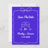 Whimsical Hand Lettered Elegant Royal Blue Wedding Save The Date (Voorkant)