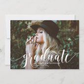 Whimsical Hand Lettered Floral Photo Afstuderen Kaart (Voorkant)