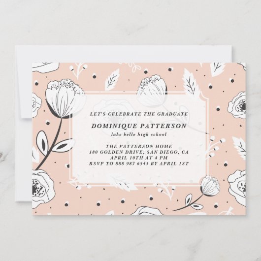 Whimsical Hand Lettered Floral Photo Afstuderen Kaart (Achterkant)