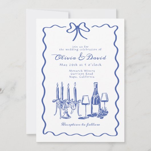 Whimsical Hand Lettered Geïllustreerd Diner Bruilo Kaart (Voorkant)