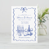 Whimsical Hand Lettered Geïllustreerd Diner Bruilo Kaart (Staand voorkant)