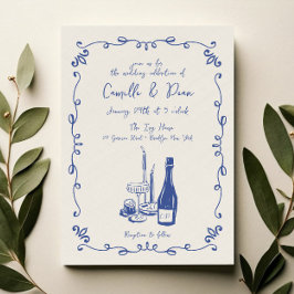 Whimsical Hand Lettered Geïllustreerd Diner Bruilo Kaart