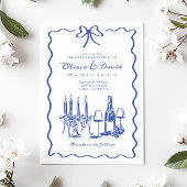 Whimsical Hand Lettered Geïllustreerd Diner Bruilo Kaart