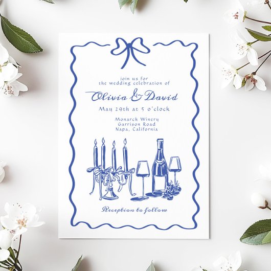 Whimsical Hand Lettered Geïllustreerd Diner Bruilo Kaart