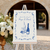 Whimsical Hand Lettered Geïllustreerd Diner Bruilo Poster