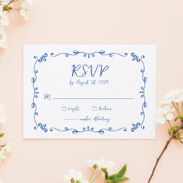 Whimsical Hand Lettered Geïllustreerd Diner Bruilo RSVP Kaartje