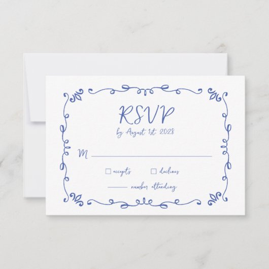 Whimsical Hand Lettered Geïllustreerd Diner Bruilo RSVP Kaartje (Voorkant)
