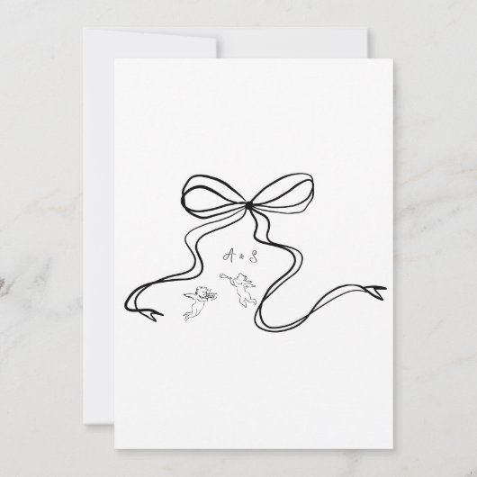 Whimsical Hand Lettered Geïllustreerde Bruiloft Kaart (Achterkant)