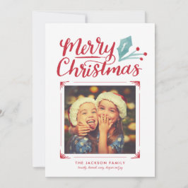 Whimsical Hand Lettered kerstfoto Feestdagenkaart