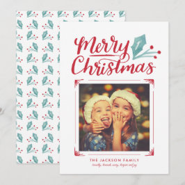 Whimsical Hand Lettered kerstfoto Feestdagenkaart