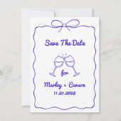 Whimsical Hand Lettered Royal Blue Wedding Save The Date (Voorkant)