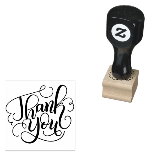Whimsical Hand Lettered Thank You Script Rubberstempel (Gestempeld)