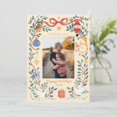 Whimsical Hand-Painted Holiday Photo Card Kaart (Staand voorkant)