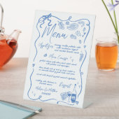 Whimsical Hand Tekening Doodles Wedding Menu Reclamebord Met Voetstuk (Insitu)