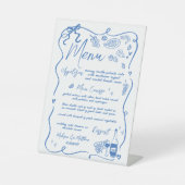 Whimsical Hand Tekening Doodles Wedding Menu Reclamebord Met Voetstuk (Voorkant)