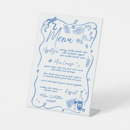 Whimsical Hand Tekening Doodles Wedding Menu Reclamebord Met Voetstuk