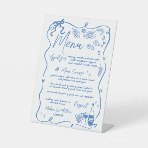 Whimsical Hand Tekening Doodles Wedding Menu Reclamebord Met Voetstuk