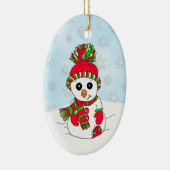 Whimsical Hand Tnowman Snowy Day Kerstmis Keramisch Ornament (Rechts)