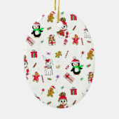 Whimsical Hand Tnowman Snowy Day Kerstmis Keramisch Ornament (Achterkant)