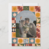 Whimsical handdrawn Bold colorful wedding Kaart (Achterkant)